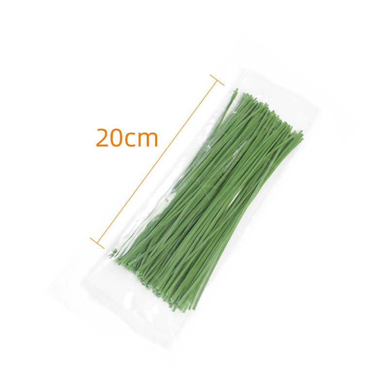 100 Uds., planta de amarre trenzado, alambre verde resistente para jardinería, Cable reutilizable, planta, bridas, flor, Rama, Clip de fijación: 20cm