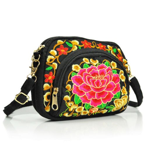 Bolso de hombro Vintage Hmong Tribal étnico tailandés indio Boho bolso de mensaje tapiz bordado hecho a mano de lino