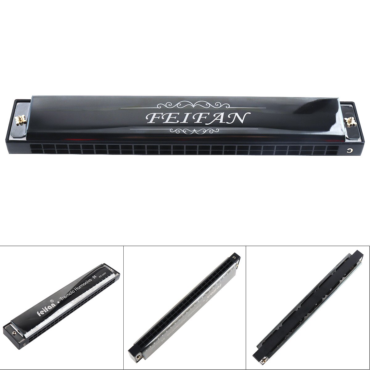 FEIFAN-ARPA de titanio para principiantes, instrumento Musical con 24 agujeros, color negro mate, arpa 8K, tono trémolo