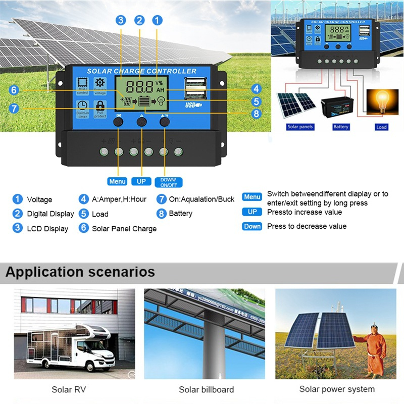 Panel słoneczny 1000W 12V z kontrolerem ładowania 60A 100A do telefonu, kampera, samochodu, MP3, tabletu, ładowarka, zewnętrzny zasilacz akumulatorowy