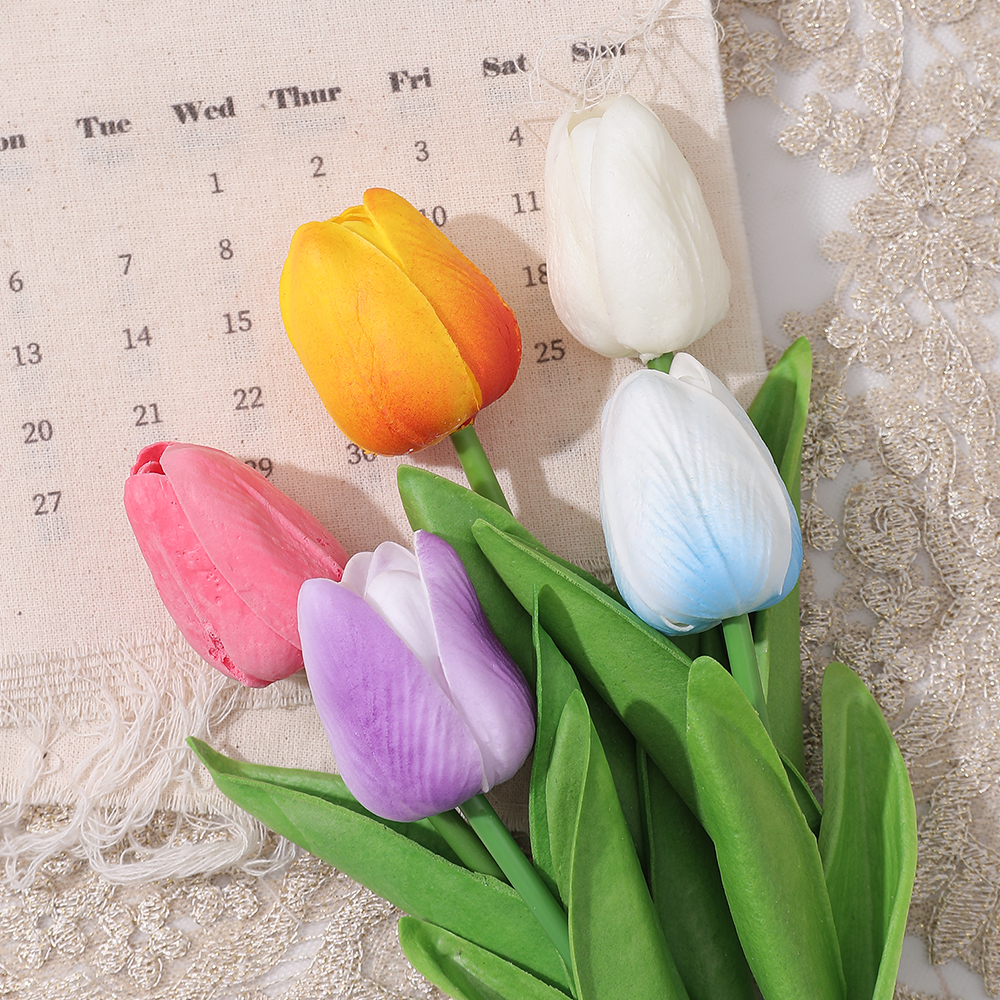 5/10 pçs tulipa flores artificial buquê de tulipa pe espuma flor falsa para cerimônia de casamento decoração casa jardim buquê decoração