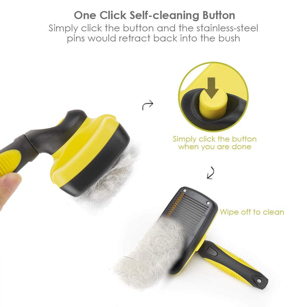 Self-Cleaning Slicker Brush Easy to Clean Dog Brush Retractable Pet Grooming Brush Premium Grooming Tool for Dog Cat