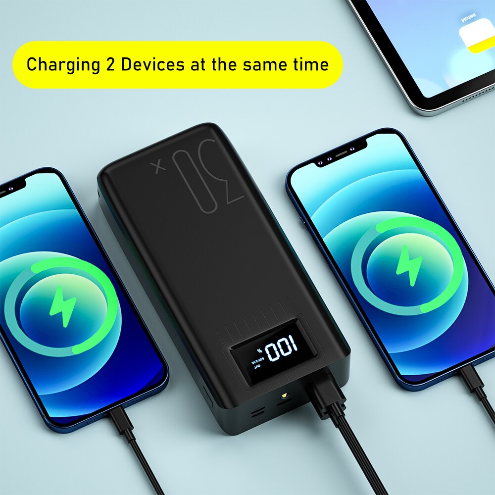 30000mAh batterie externe LED affichage numérique double USB charge rapide batterie externe pour Samsung iPhone 11 Pro batterie externe