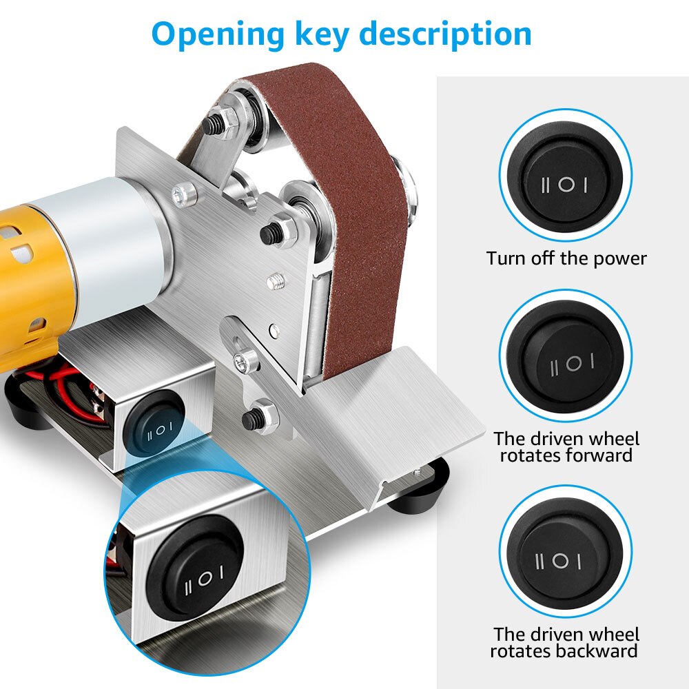 FIRECORE 30MM Belt Sander Grinder Knife Sharpener Mini Electric Belt Sander Multifunctional Home DIY Polishing Grinding Machine