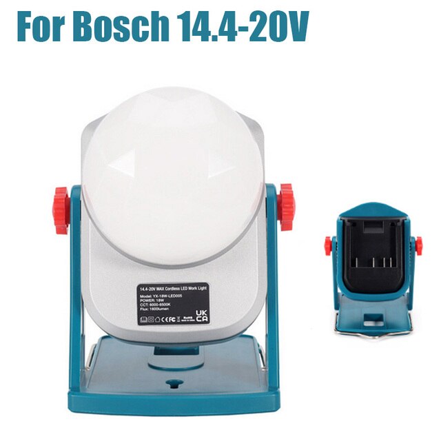 Draagbare 18W Led Lamp Werk Licht Lamp Voor Makita Milwaukee Bosch Dewalt 14.4V/18V Li-Ion Batterij emergency Outdoor Verlichting: for Bosch