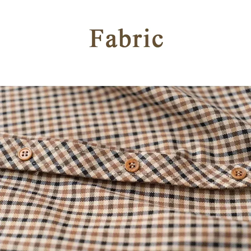 Camisas a cuadros para mujer, blusas Retro con cuello vuelto, combinables con todo, estilo recto de Hong Kong, abotonada, prendas de vestir elegantes de manga larga para mujer