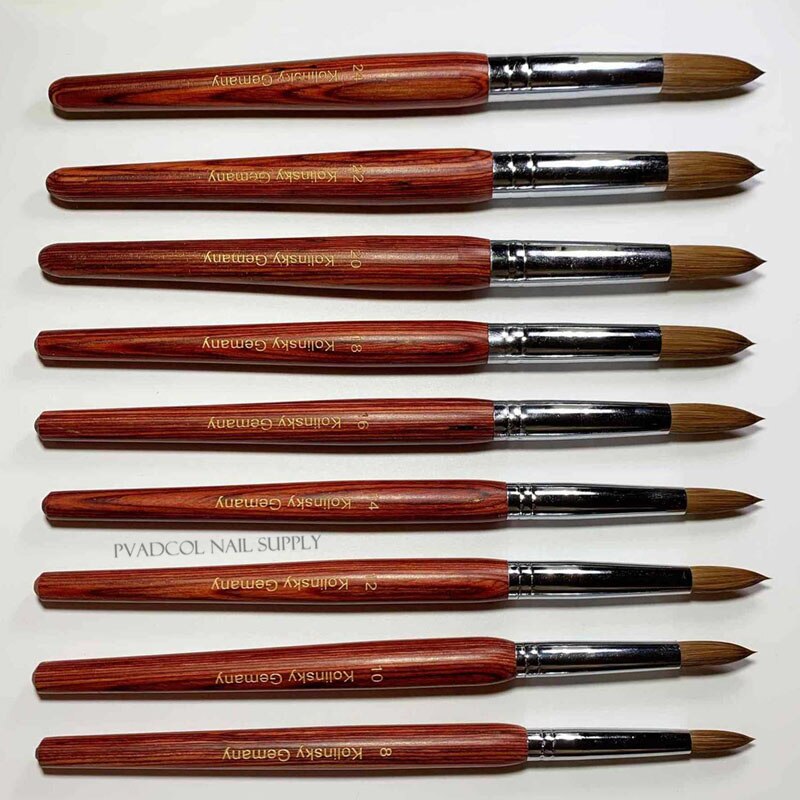 Pure 100% Kolinsky Sable Acrylic Nail Brush Round Crimped Brushes For Manicure Powder Size 8 to 14