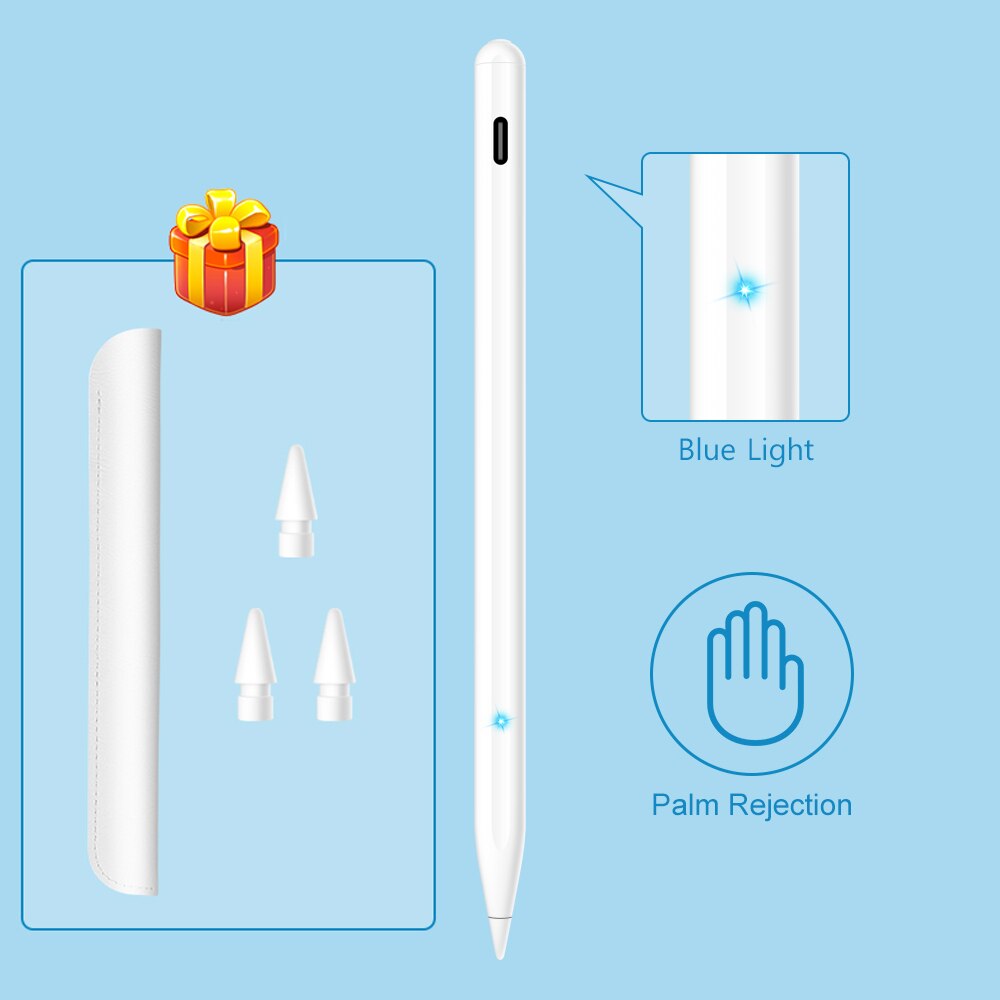 For Apple Pencil 2 1 with Tilt Sensing Palm Rejection, for iPad Pencil Stylus Pen for iPad Pro 11 12.9 10.2 10.5 Air 3: with 3 tips