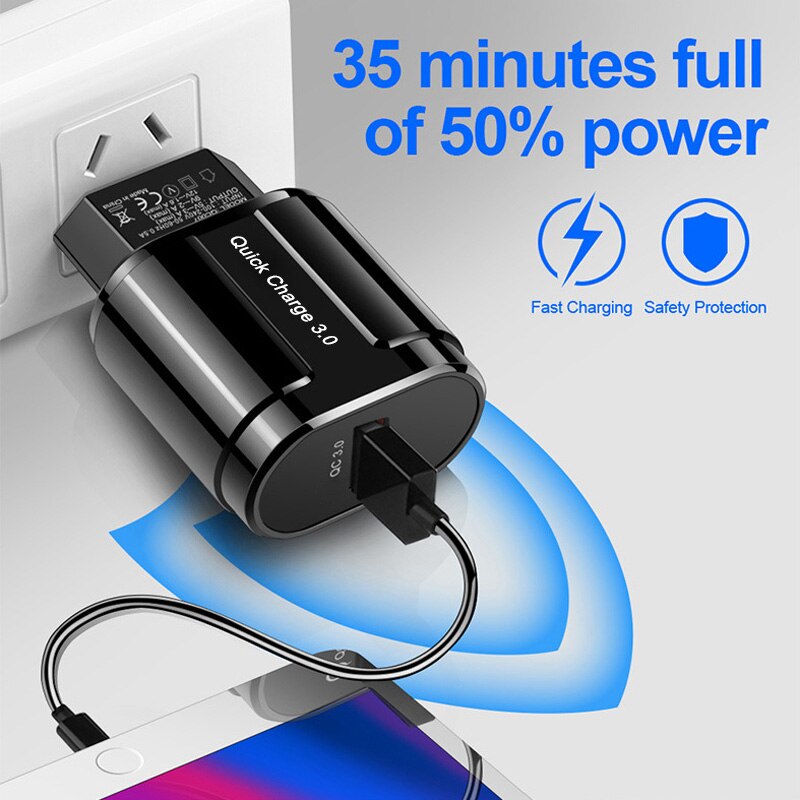 Quick Charger QC3.0 USB Charger EU US Plug Wall Mobile Phone Charger Adapter for IPhone 11 XS MAX Fast Charging for Samsung