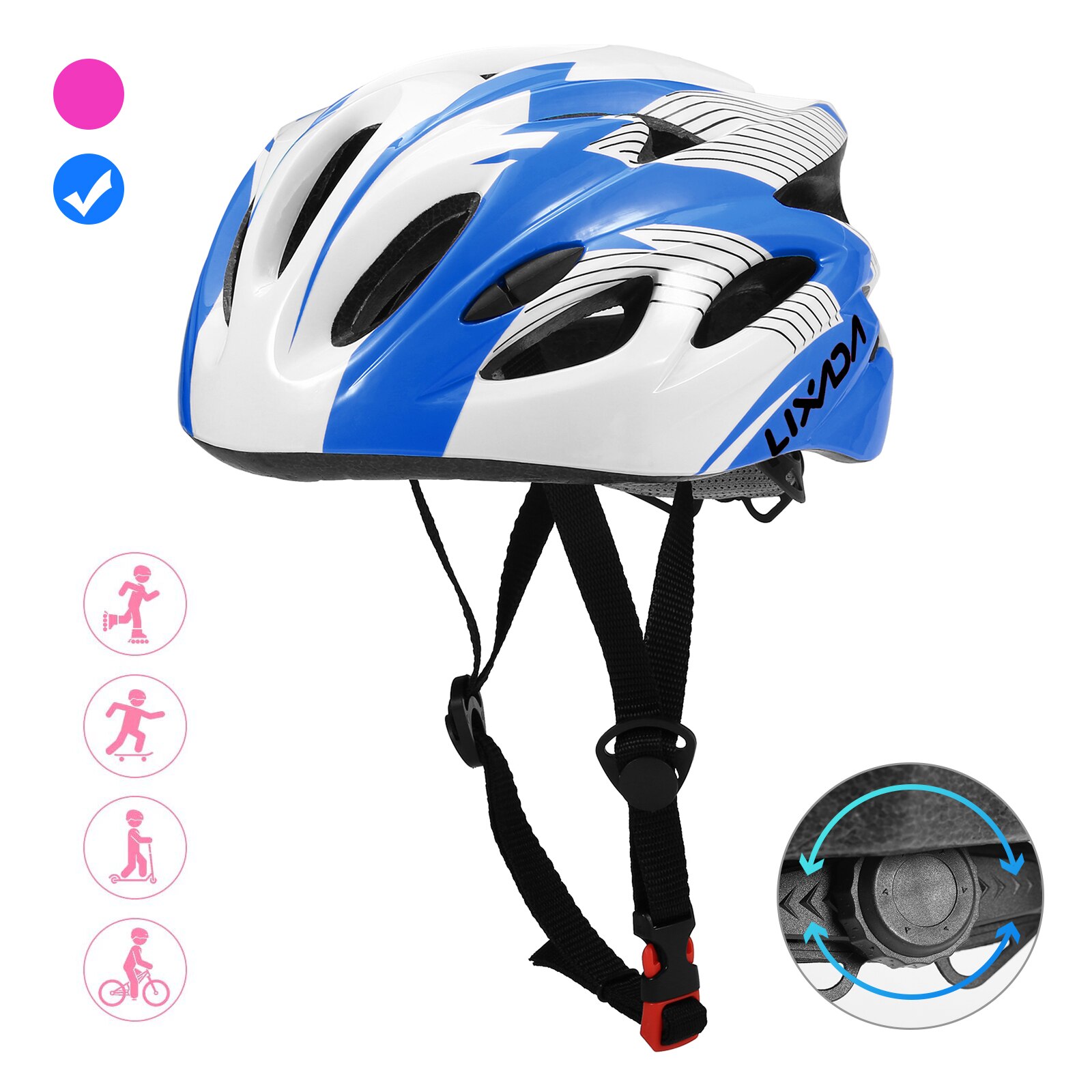 Letvægts cykelhjelm børnecykelhjelm m / blød aftagelig foring pad justerbar sportshjelm cykelhjelm til drengepige: Hvid blue