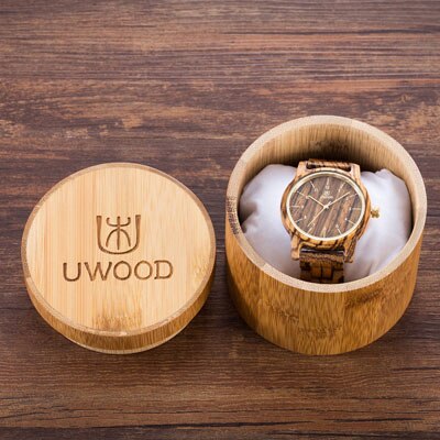 Herenhorloges topmerk luxe dameshorloge houten polshorloges leren of houten band relogio masculino: Zebra met geschenkdoos