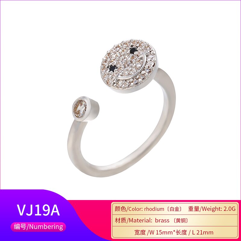 HECHENG Regenbogen Cz Stein Stapeln Ring Für Frauen Geometrische Wellen Lächeln Gold Silber Farbe Stangenbrot CZ VJ8: 8