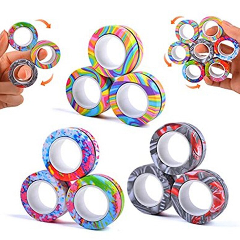 Hot 3 sztuk magnetyczne Spinne Fidget pierścień Spinner magnes zabawki typu Fidget Unzip antystresowy dla dzieci dorosłych magnetyczne pierścienie...