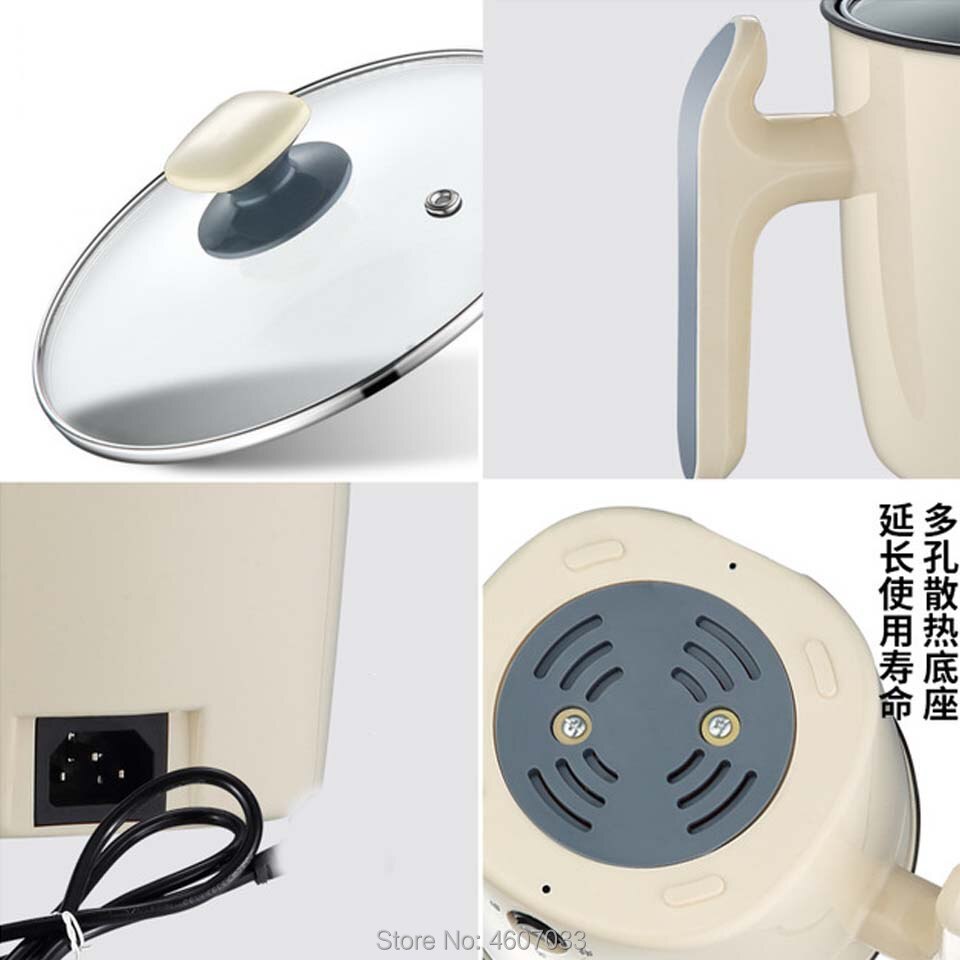 CN 220V Multifunctional Electric Cooker Heating Pan Electric Cooking Pot Machine Hotpot Noodles Rice Eggs Soup double Steamer