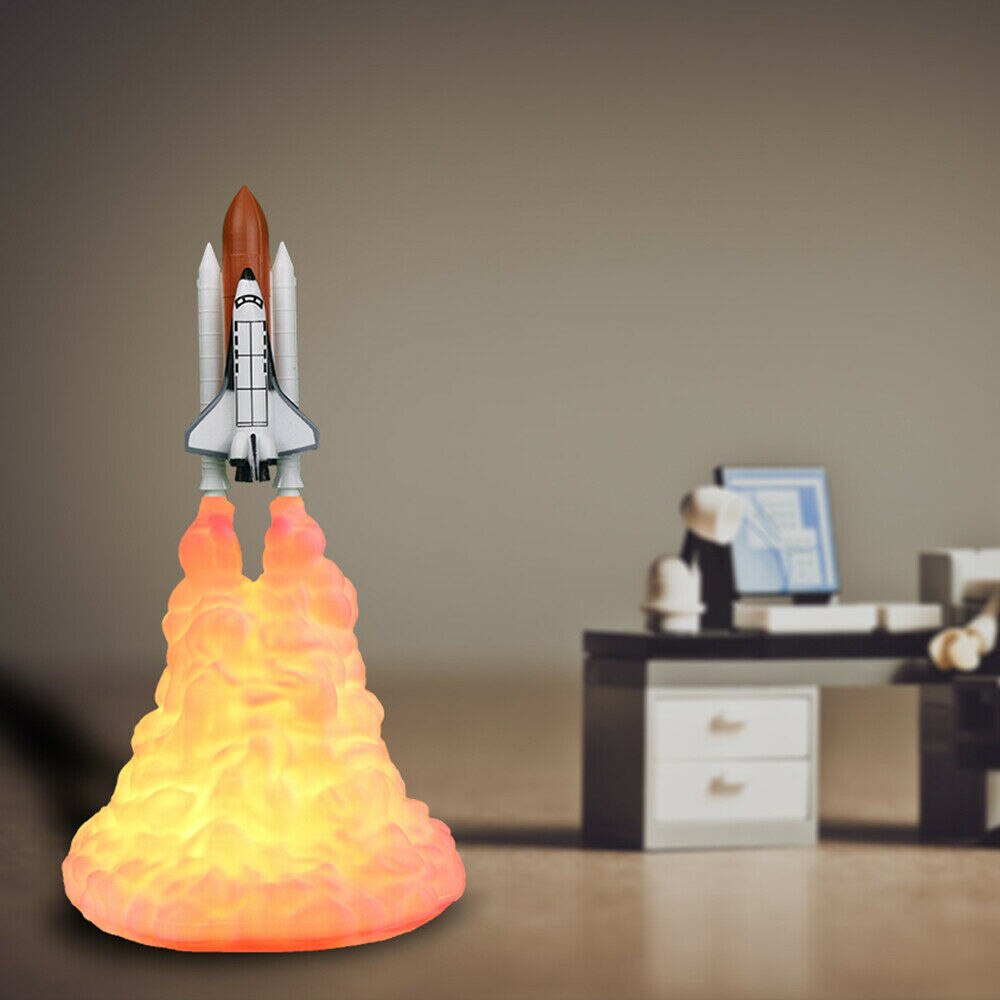 3D Print Space Shuttle Rocket Night Light LED Table Desk Lamp Room Decor