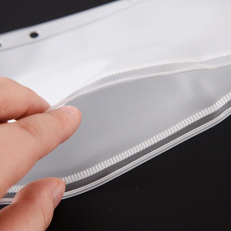 5PCS PVC A4 A5 A6 File Holders Standard 6 Holes Binder Zipper Folders Transparent Self-Styled Loose Leaf Document Pouch Storage
