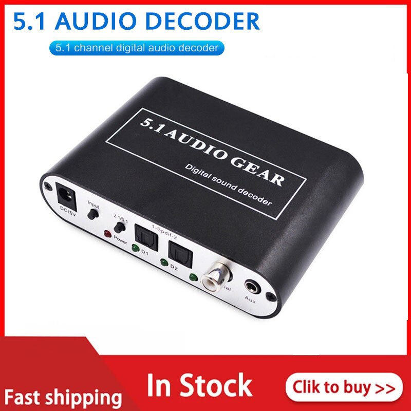 Digital Audio Sound Decoder 5.1 Audio Gear Dts AC3 Pcm Digitale Audio Converter Lpcm 5.1 Analoge Uitgang Sound Decoder versterker