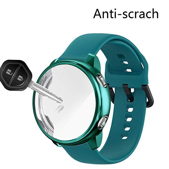Pulseira de silicone para samsung galaxy watch active 2, com faixa e capa de 44mm e 40mm, 2 unidades galaxy watch active2 cobertura completa