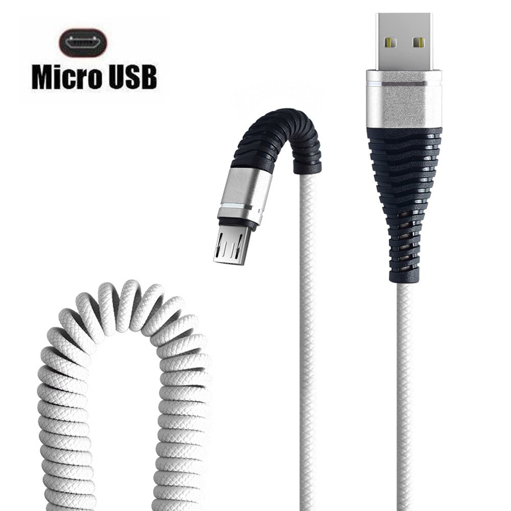 Mobiele Telefoon Usb Lader Datakabel Snelle Opladen Micro Usb Vissenstaart Voorjaar Duurzaam Aluminium Kabel Voor Android Telefoon