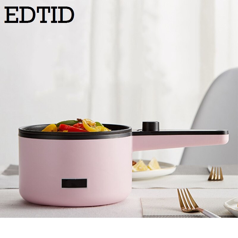 EDTID-olla eléctrica multifuncional, Mini olla antiadherente para cocinar fideos, freír huevos, sopa, calentador, sartén