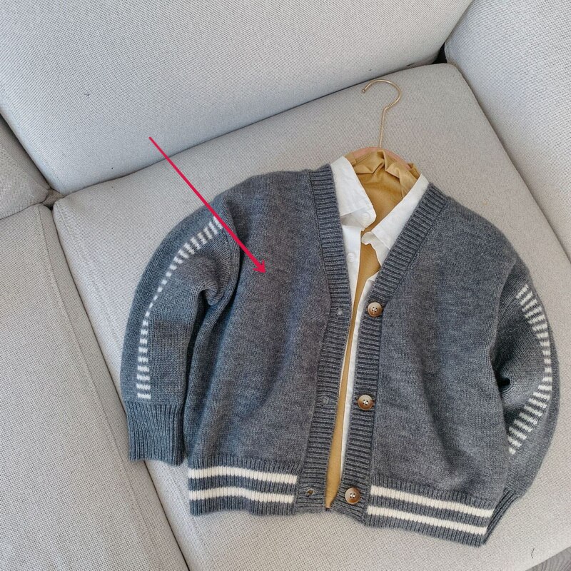 2021 vendita calda autunno ragazzi ragazze maglione cappotto grigio nero Patchwork maniche lunghe Cardigan giacche bambini maglieria Casual E7333: grey / 100cm 3Y