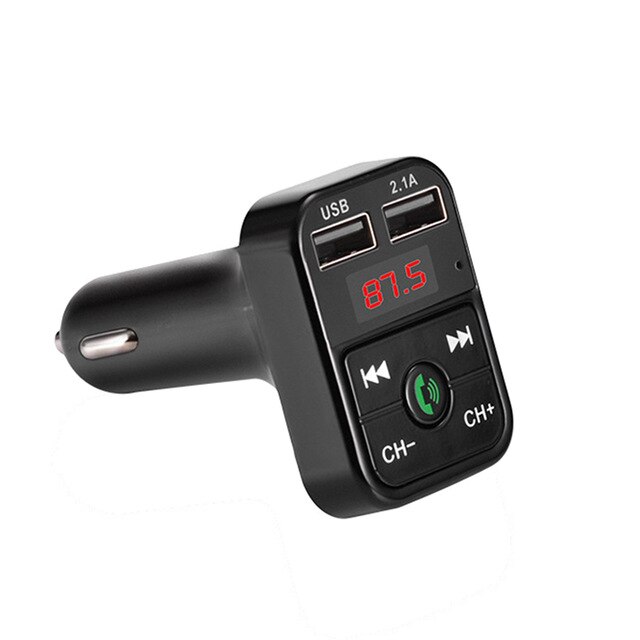 Modulador de transmisor FM con Bluetooth para coche, reproductor MP3, recibidor de Audio, compatible con tarjeta TF, inalámbrico, manos libres, Cargador USB Dual: Negro