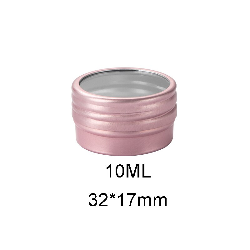 10Pcs Ronde Aluminium Tin Potten Met Venster Nail Box Thee Kaars Mini Sample Jar Lippenbalsem Tin Cosmetische Container sieraden Opslag: Rosegold