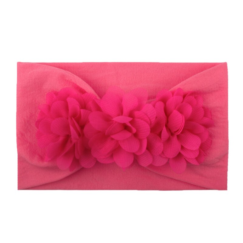 Lace Flower Baby Hoofdbanden Voor Meisjes Elastische Hoofd Wraps Effen Head Band Haar Boog Zuigelingen Pasgeboren Haar Accessoires Foto prop: Rose Red