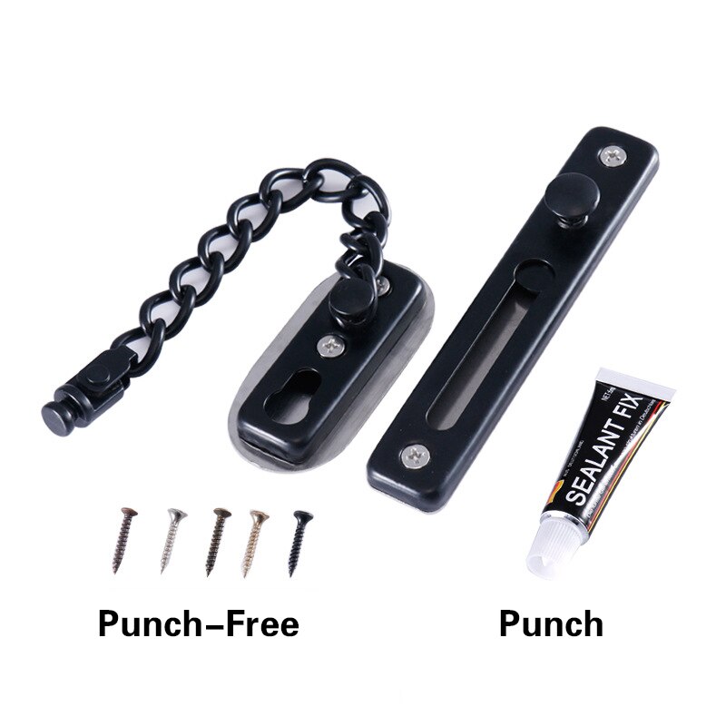 Verrou de porte en acier inoxydable Anti-vol | Chaîne de porte, verrou de porte, Bronze argent or noir, verrouillage de porte, matériel de verrouillage sans poinçon