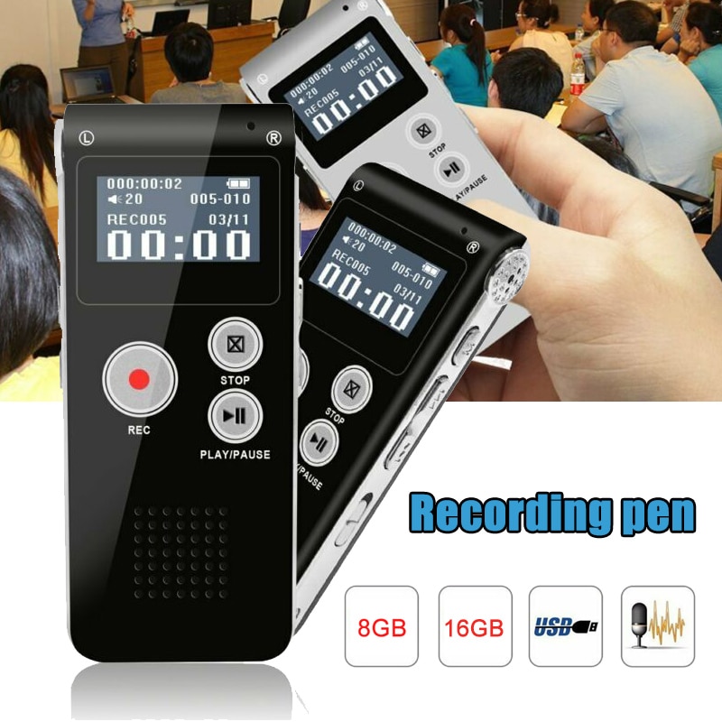 Oplaadbare Digitale Sound Recorder 8G/16G Voice Dictafoon MP3 Player Record DOM668