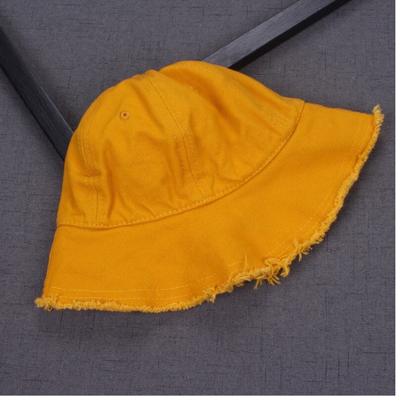 Yksivärinen harajuku bucket hat lasten ulkona ranta aurinkohattu musta keltainen panama kalastus kalastajahattu