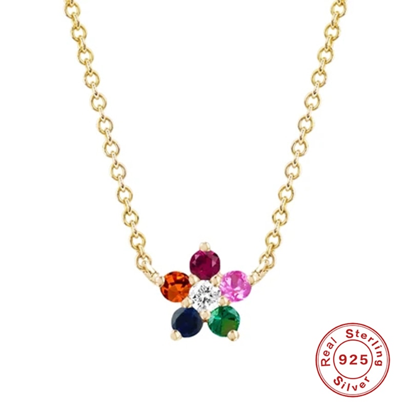 S925 sterling sølv kraver glitter farverig zirkon vedhæng halskæde til kvinde fødselsdag valentinsdag fest cz smykker