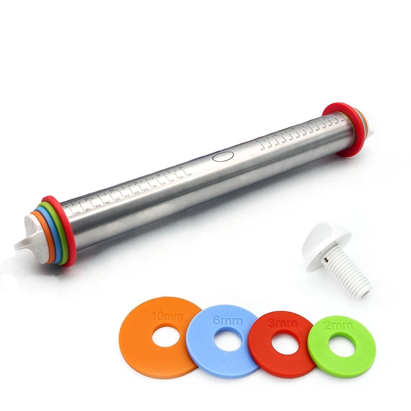 Holaroom Lengte Verstelbare Rolling Pin Rvs Fondant 43Cm Rolling Pin Cake Roller Deeg Deegrol Bakvormen Gereedschap