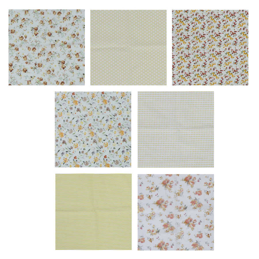 7pcs Premium Fabric Cotton Floral Print DIY Craft Sewing Sewing Print Pattern 50x50cm