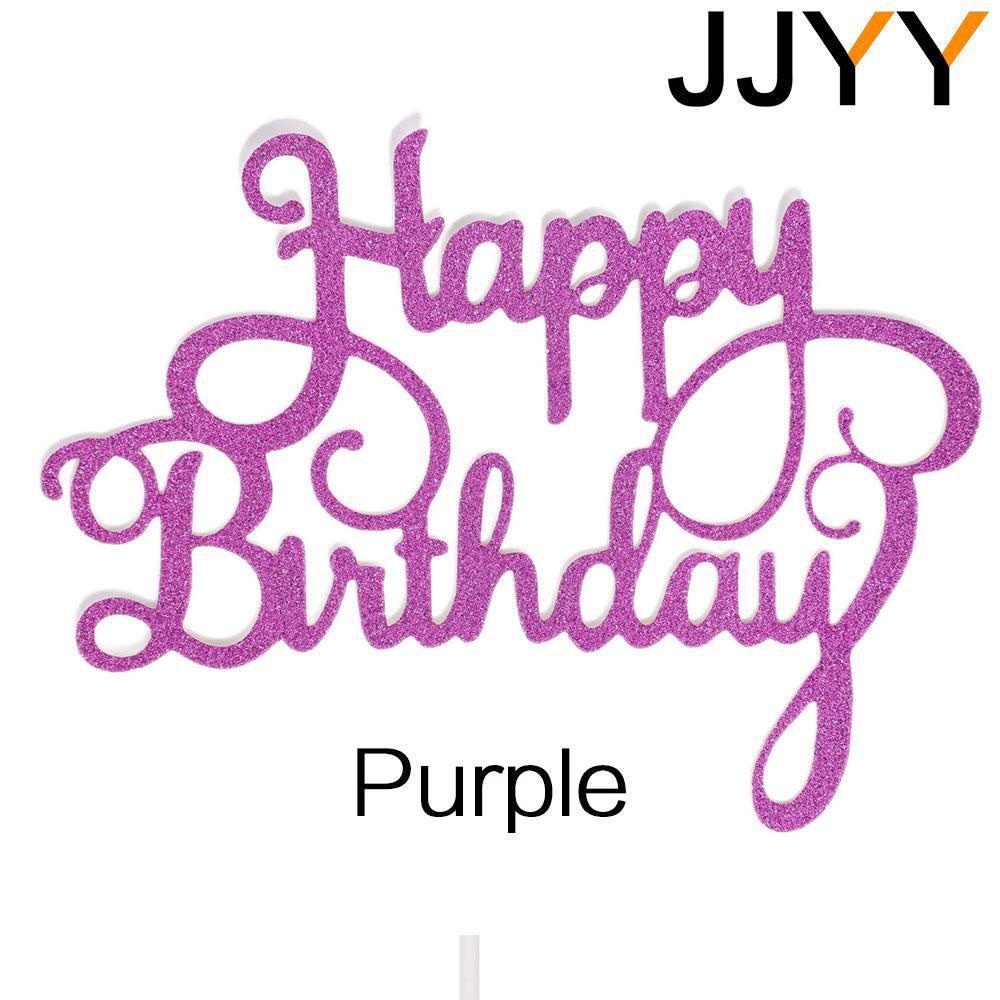 JJYY 5 stks Cake Vlag Toppers Verjaardagsfeestje Decoraties Kids Cake Topper Gelukkige Verjaardag Cupcake Toppers Verjaardagsfeestje Supplies: Paars