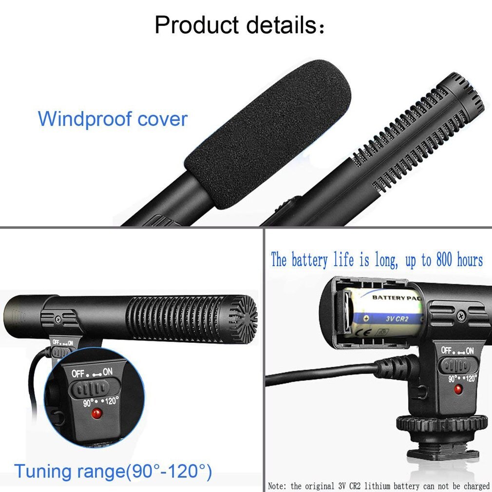 Mikrofoni -01 slr -kameran mikrofoni valokuvaus videokamera stereotallennusmikrofoni dv -digitaalisen järjestelmäkameran videokameraan