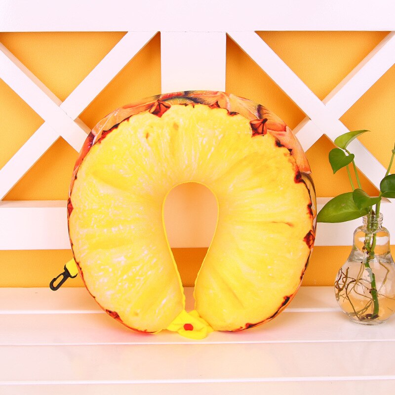 30X30Cm Schoonheid U Shape Memory Foam Kussen Vliegtuig Fruit Watermeloen Vorm Reizen Vliegtuig Kussen U-Vorm nekkussen: Pineapple