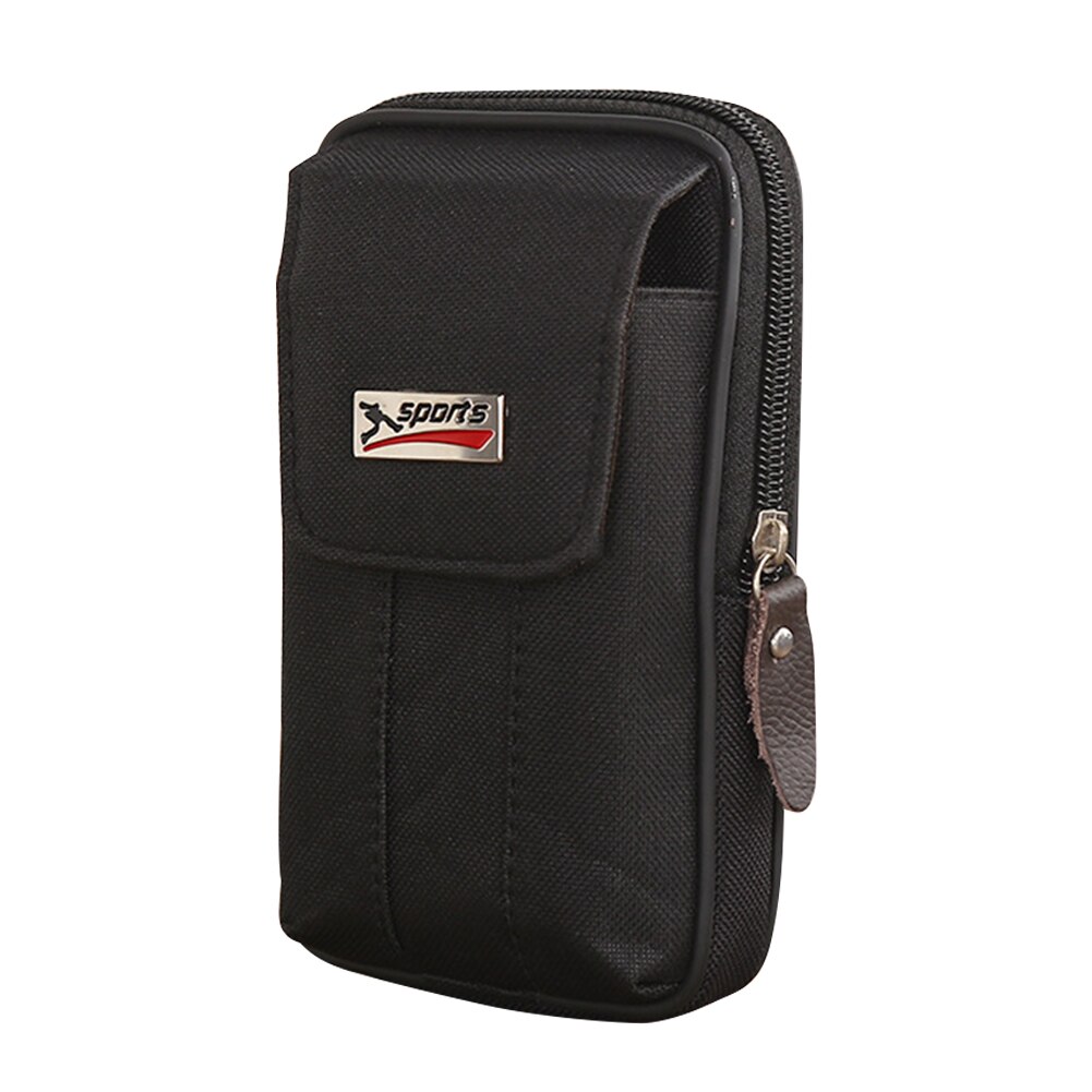 Bolso de cintura de Fanny Casual para hombre, bolso de bolsillo de lona, pequeño teléfono móvil para viajes al aire libre, decoración de negocios: Black