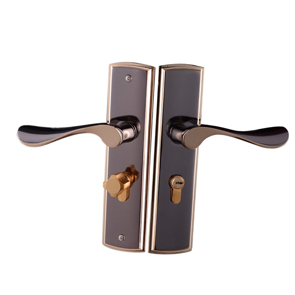 Modern Door Handles Front Back Lever Lock Cylinder Home Security With 3 Keys