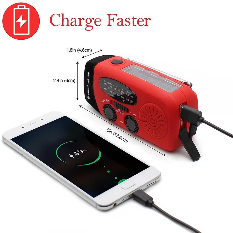 Emergency Hand Crank Manual Crank Generator Am Fm Solar Weer Radio Met Led Zaklamp Zelf Aangedreven 1000Mah Power Bank