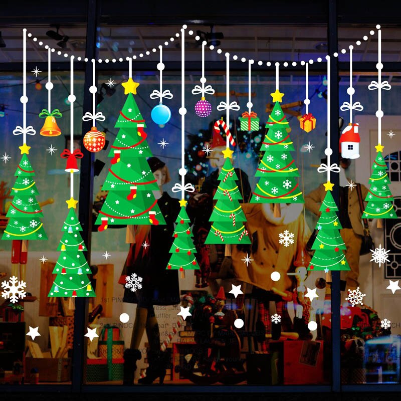 Diy Kerst Sneeuwpop Kerstman Stickers Etalage Glas Decor Vrolijk Kerstfeest Decoraties Voor Huis Festival Decals