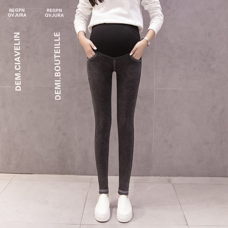 Pantaloni da donna incinta pantaloni a matita in denim imitazione autunnale primavera e autunno 2019 nuovi pantaloni in gravidanza con piedi sottili: hei / XL