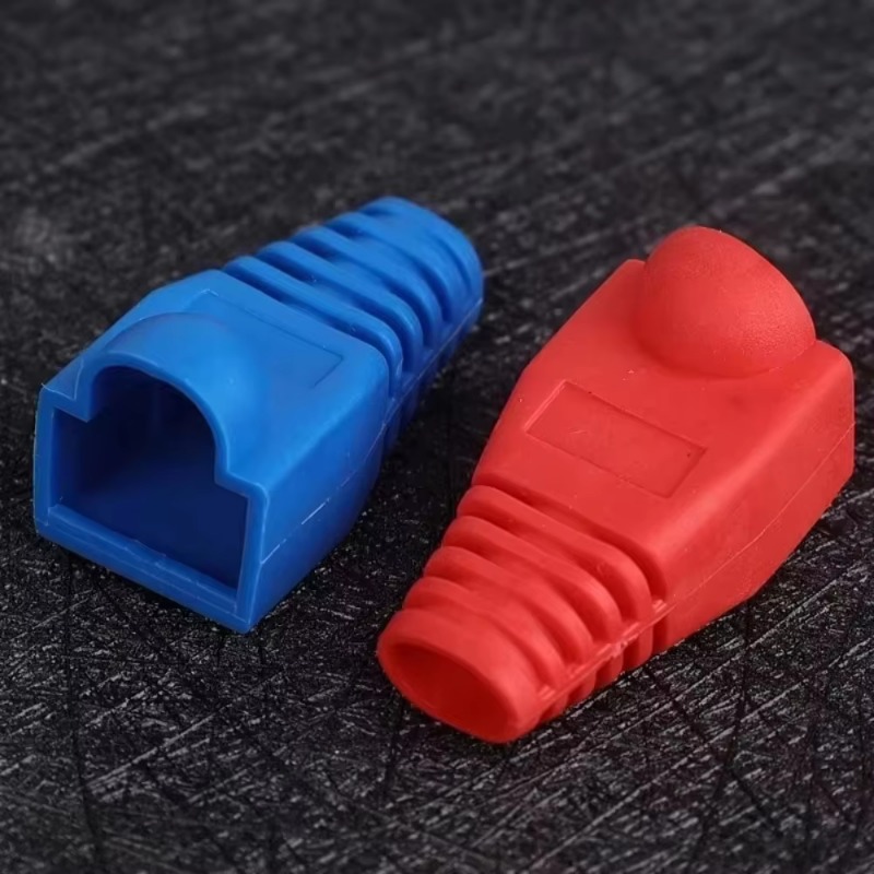 100/1 stuks gemengde kleuren cat 5e cat 6 rj45 ethernet netwerkkabel trekontlastingshulzen kabelconnector stekker afdekkingen beschermhoes