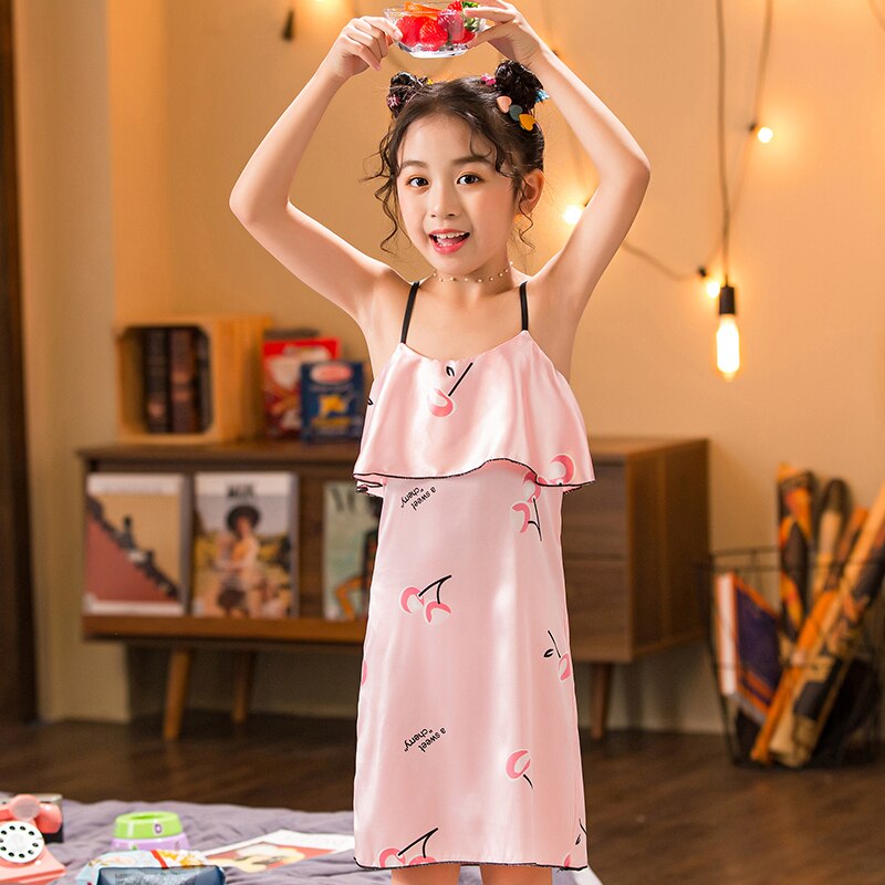 Été enfants enfant fille chemises de nuit dessin animé pyjama imprimé robes enfants sans manches décontracté és chemise de nuit robe de