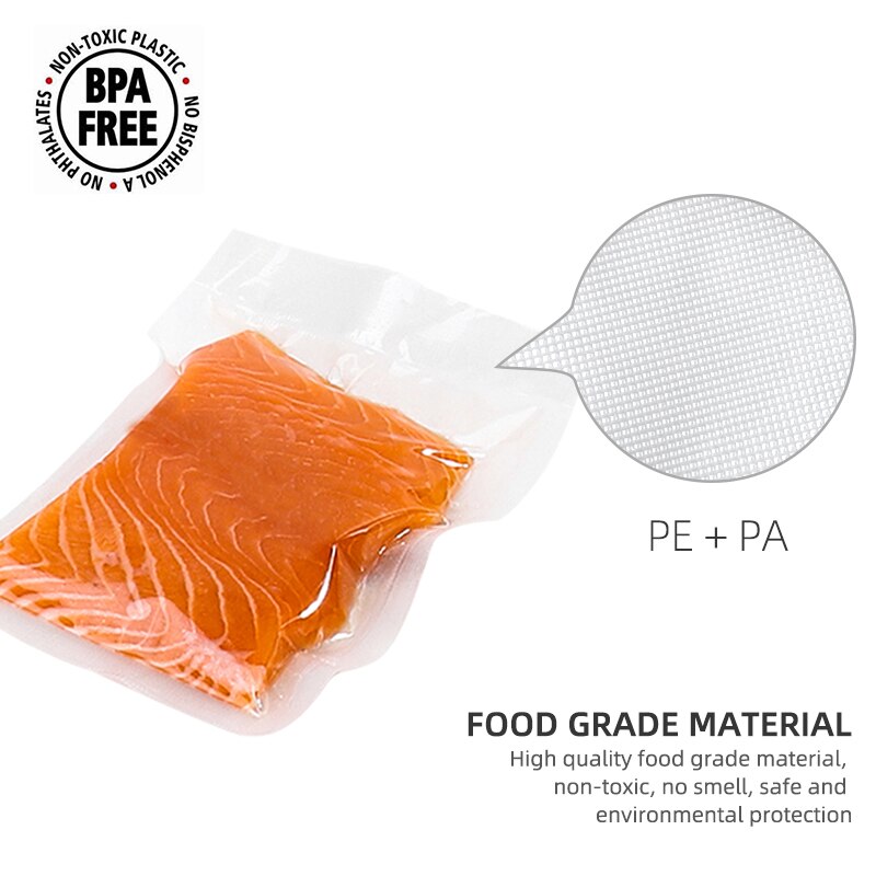 ROSPEC BPA Free Vacuum Storage Bags Kitchen Dry Wet Food Vacuum Sealing Bags Fruit Vaccum Sealer Packer Fresh-Keeping Bags 20*25