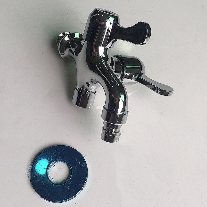 Grifos de latón cromado montado en la pared doble salida de agua de Control de jardín grifo de lavadora baño Baño mopa piscina grifos