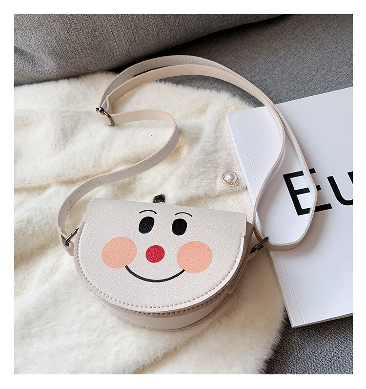 Cartoon Regenboog Kinderen Mini Crossbody Bag Pu Leer Baby Kids Smile Bloem Portemonnee Leuke Jongens Meisjes Accessoires Tas: Beige