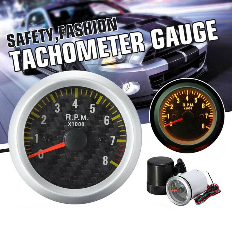 2 tum 52mm varvräknare 0-8000 varv / min för 4 6 8- cylindriga motorer 12v fordon