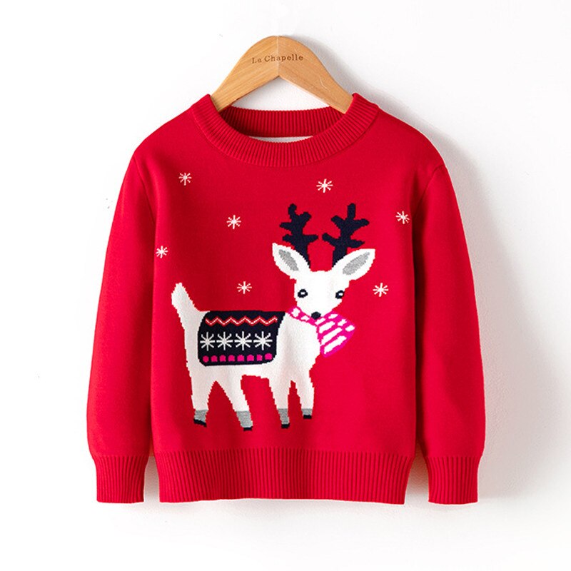 Baby Juletrøjer Piger Drenge Vintertøj Børne Boutique Strikket Sweater til Teen Jumpers: Bw432- røde / 100 til 2t
