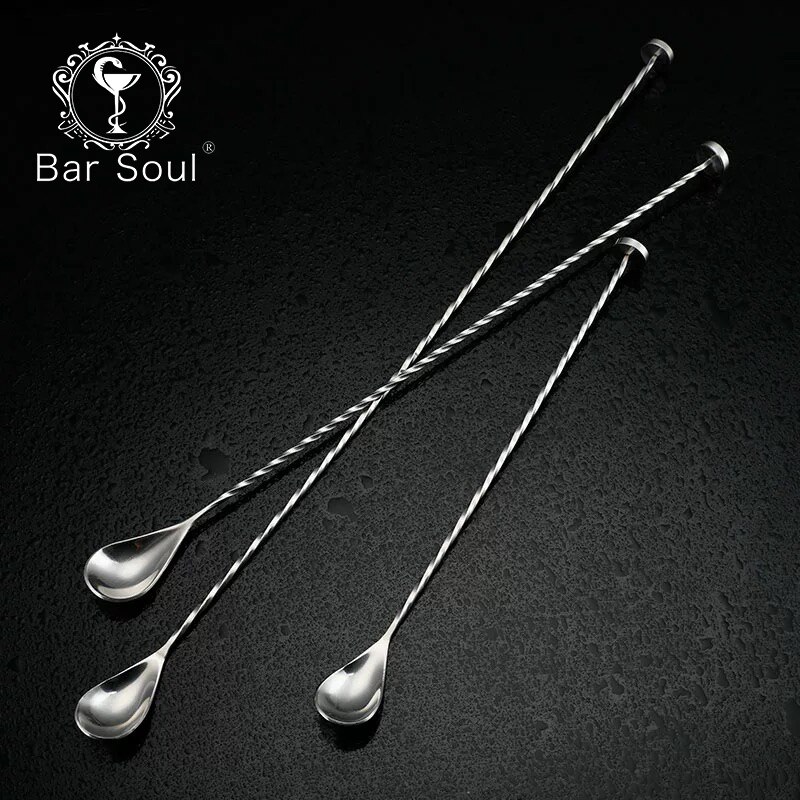 Bar Soul-cuchara especial para cóctel mojito, cuchara mezcladora de acero inoxidable con función de machacado, herramientas profesionales de Bartender